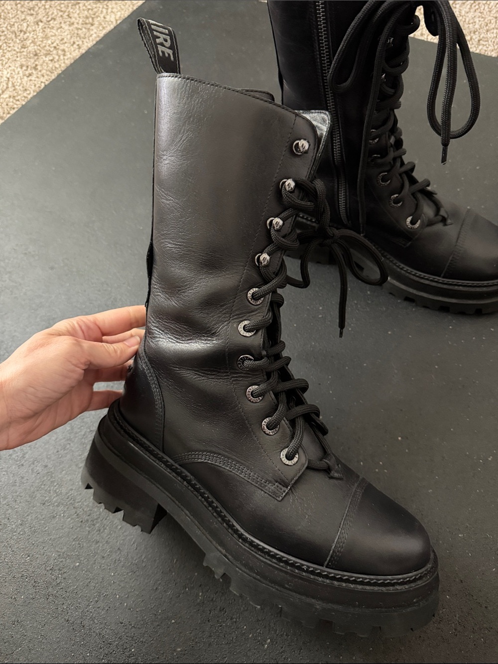 Zadig & Voltaire Black Lace-Up Platform Combat Boots